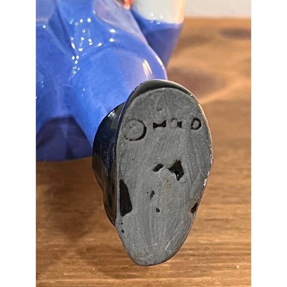 Vintage Holland Christmas Angel Figurine Blue Coat Bell Wreath Wings MCM - Picture 6 of 9